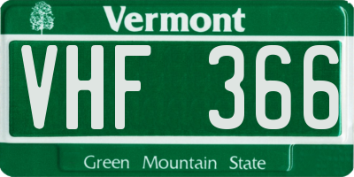 VT license plate VHF366