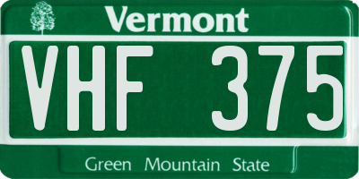 VT license plate VHF375