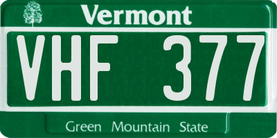 VT license plate VHF377