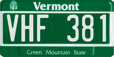 VT license plate VHF381