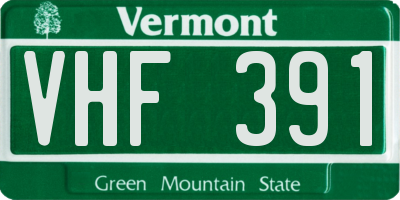 VT license plate VHF391