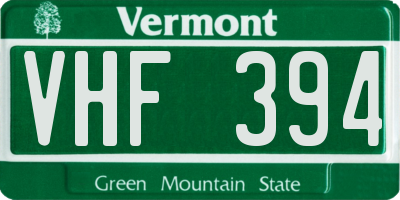 VT license plate VHF394