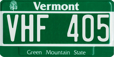 VT license plate VHF405