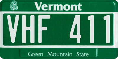 VT license plate VHF411