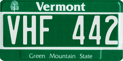 VT license plate VHF442