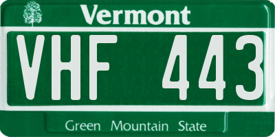 VT license plate VHF443
