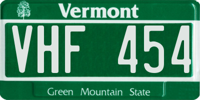 VT license plate VHF454