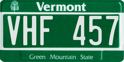 VT license plate VHF457