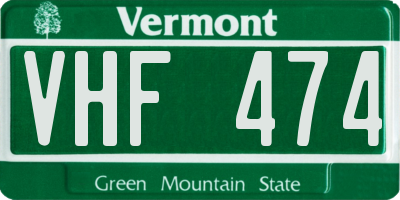 VT license plate VHF474