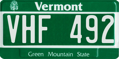 VT license plate VHF492