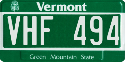 VT license plate VHF494