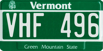 VT license plate VHF496