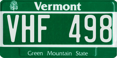 VT license plate VHF498