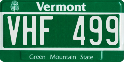 VT license plate VHF499