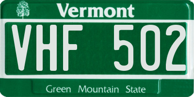 VT license plate VHF502