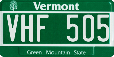 VT license plate VHF505