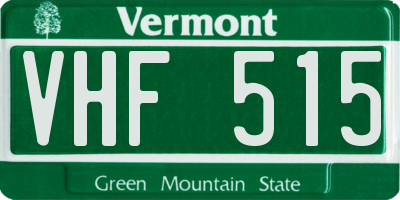 VT license plate VHF515