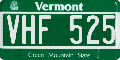 VT license plate VHF525