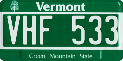VT license plate VHF533