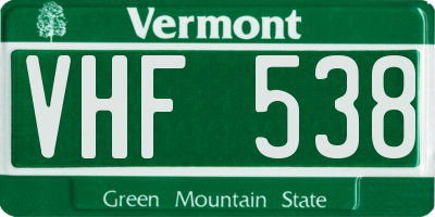 VT license plate VHF538