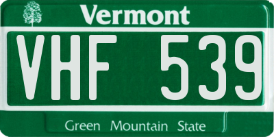 VT license plate VHF539