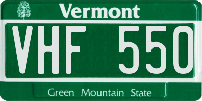 VT license plate VHF550