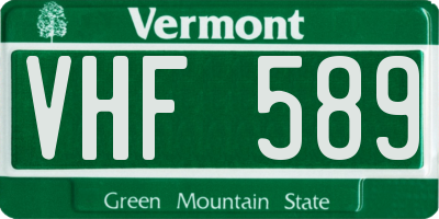 VT license plate VHF589