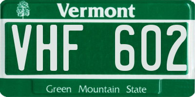 VT license plate VHF602