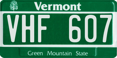 VT license plate VHF607