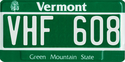 VT license plate VHF608