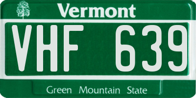 VT license plate VHF639