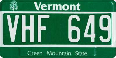 VT license plate VHF649
