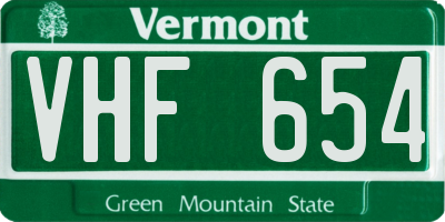 VT license plate VHF654