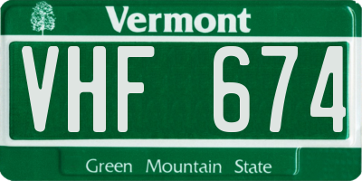 VT license plate VHF674