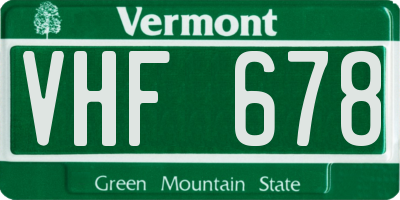 VT license plate VHF678
