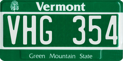 VT license plate VHG354