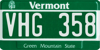 VT license plate VHG358