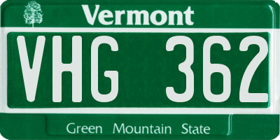 VT license plate VHG362