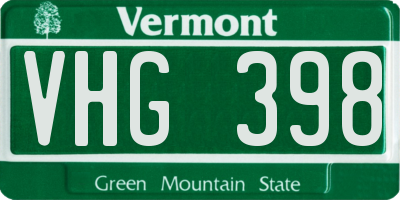 VT license plate VHG398