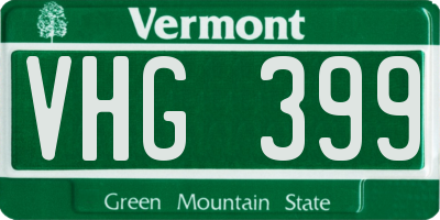 VT license plate VHG399