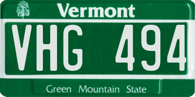 VT license plate VHG494