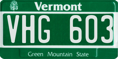 VT license plate VHG603