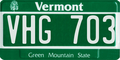 VT license plate VHG703