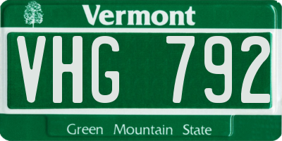 VT license plate VHG792