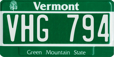 VT license plate VHG794