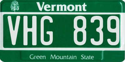 VT license plate VHG839
