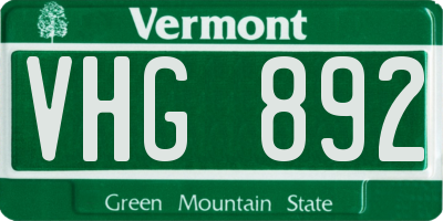 VT license plate VHG892
