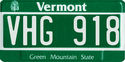 VT license plate VHG918
