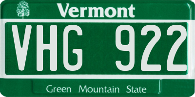 VT license plate VHG922