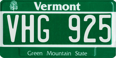 VT license plate VHG925